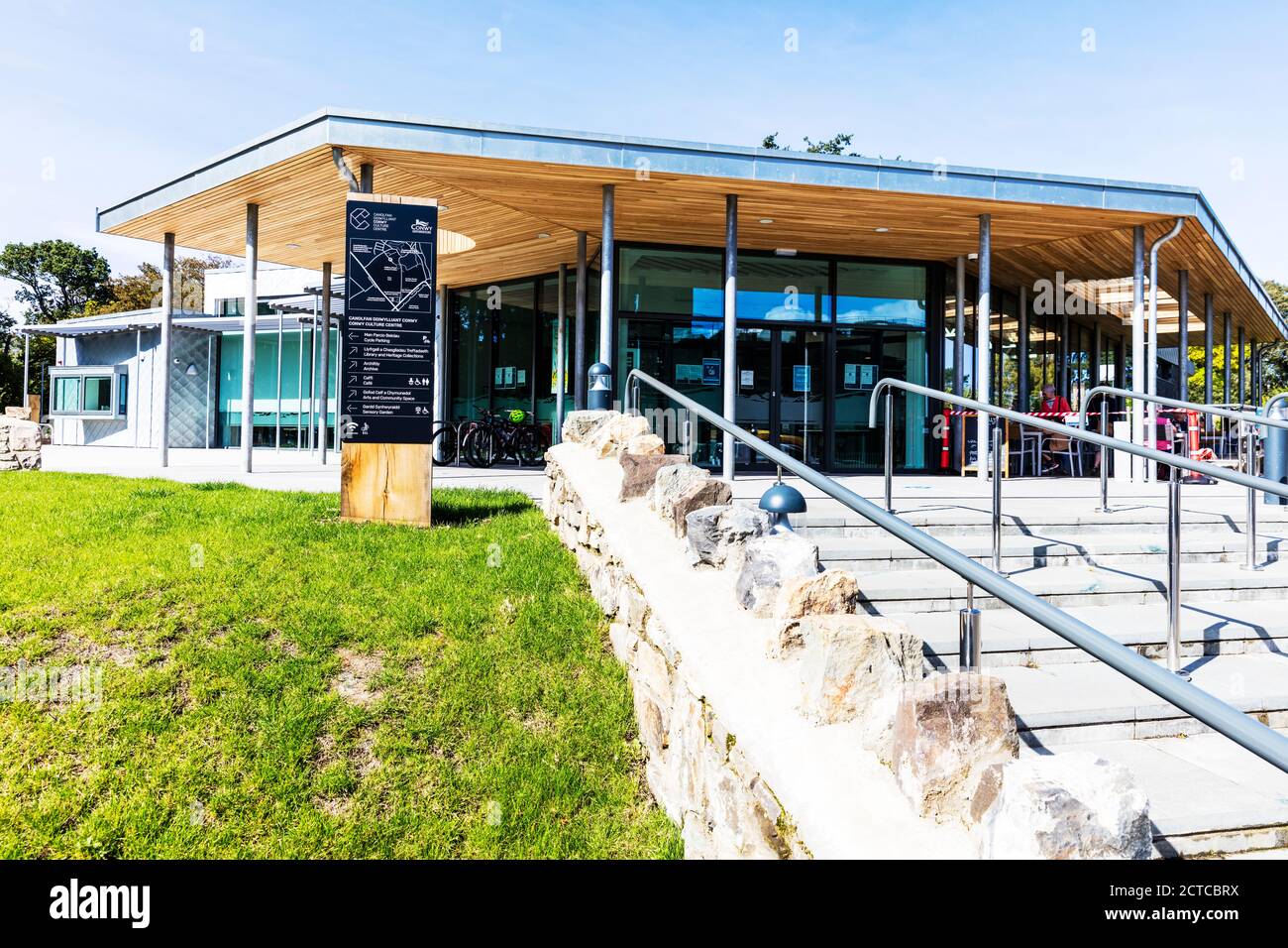 Conwy Culture Centre, Conwy, Conwy town, Conwy Wales, Wales, North Wales, UK, Conwy Library, conwy, Culture Centre, building, exterior, sign, entrance Stock Photo