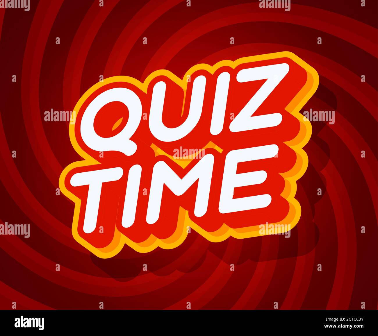 Quiz time red and yellow text effect template with 3d type style and