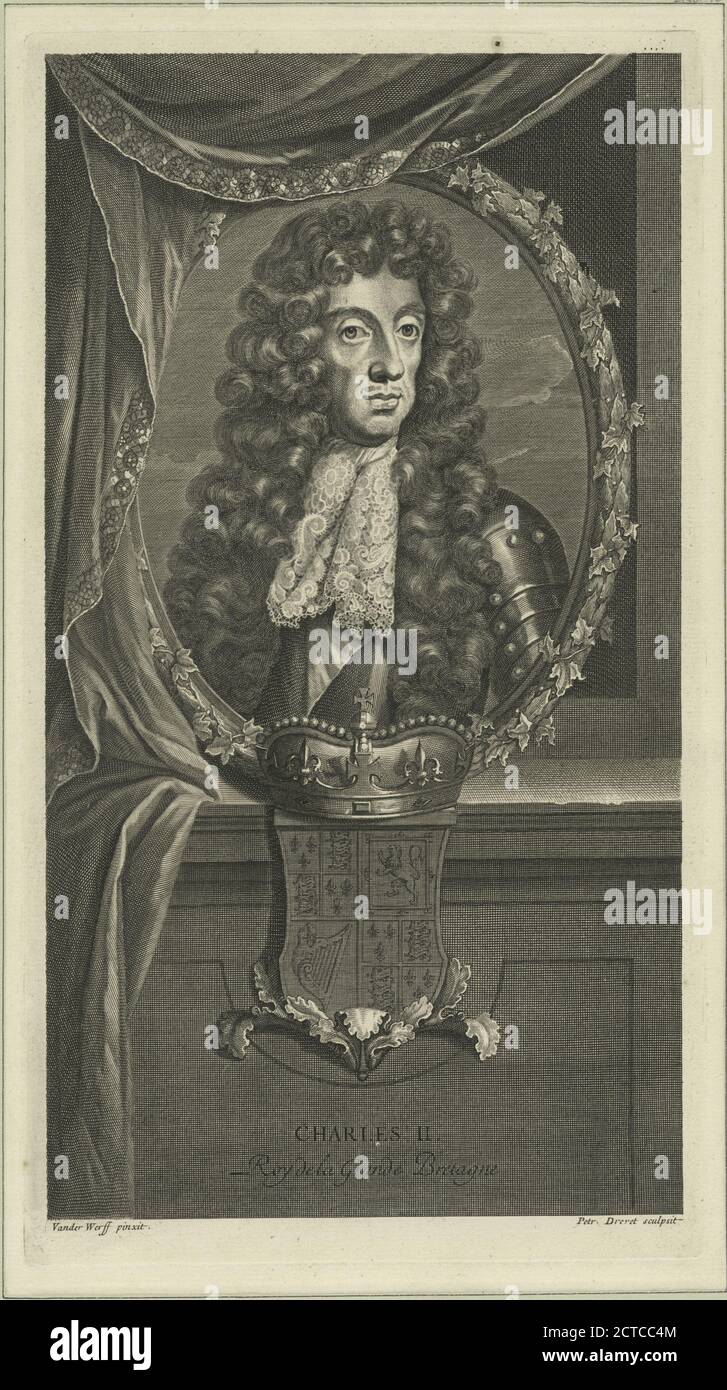 Charles II, Roy de la Grande Bretagne., still image, Prints, 1777 - 1890, Werff, Adriaen van der (1659-1722), Drevet, Pierre (1663-1738 Stock Photo