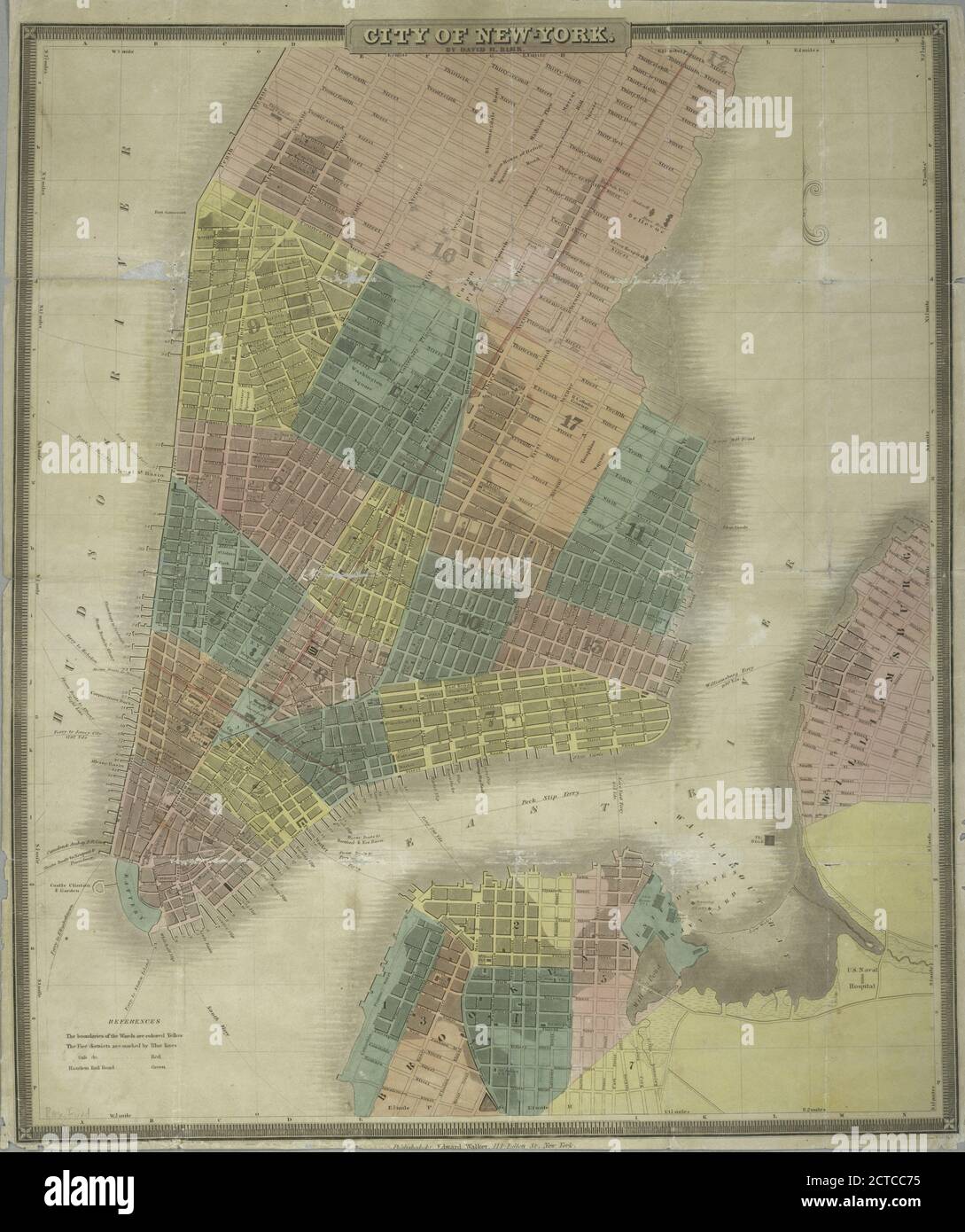 City of New-York, still image, Maps, 1845, Burr, David H. (1803-1875 ), S. Stiles & Co Stock Photo