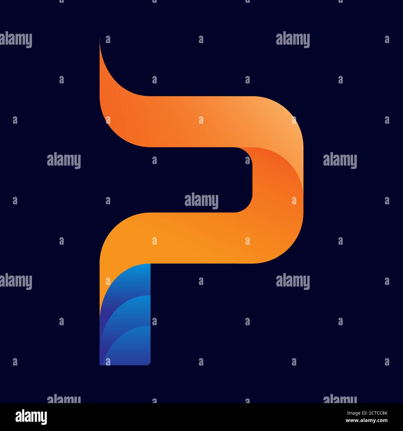 Abstract P Letter Logo Template With Orange and Blue Color Stock Vector ...