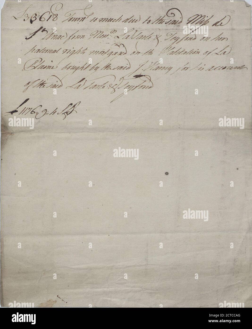 Amount due on mortgage for Lataste & Teyffons Estate, text, Correspondence, 1737 - 1845 Stock Photo