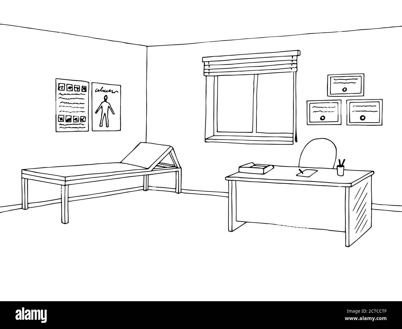 Doctor office graphic art black white sketch illustration vector Stock  Vector Image & Art - Alamy