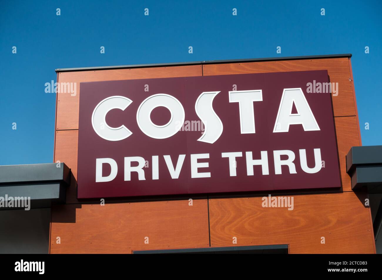 Costa Drive Thru Sign, UK Stock Photo Alamy