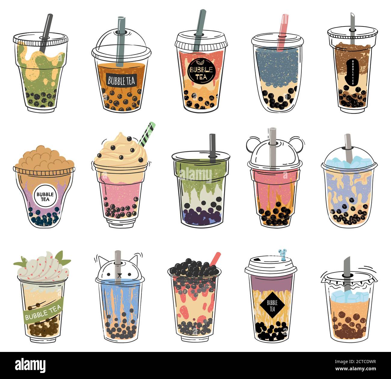 Bubble tea. Popular taiwanese pearl milk tea with balls, bubble asian