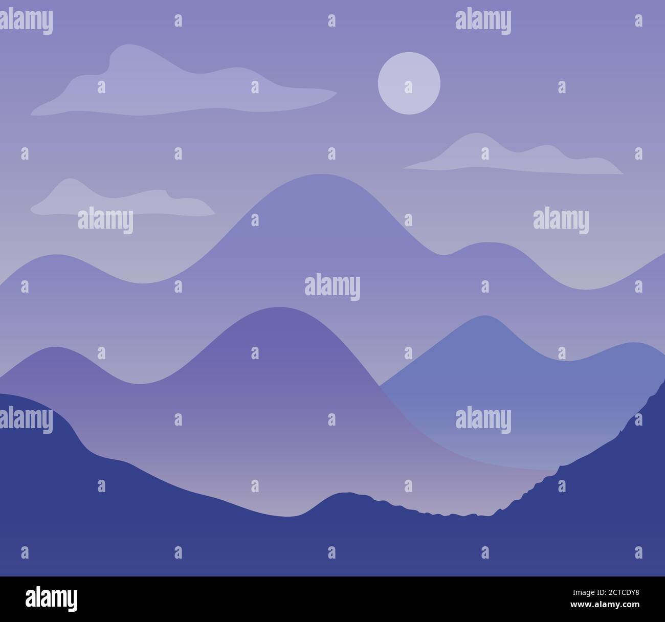 purple landscape with silhouettes of mountains Stock Vector Image & Art ...