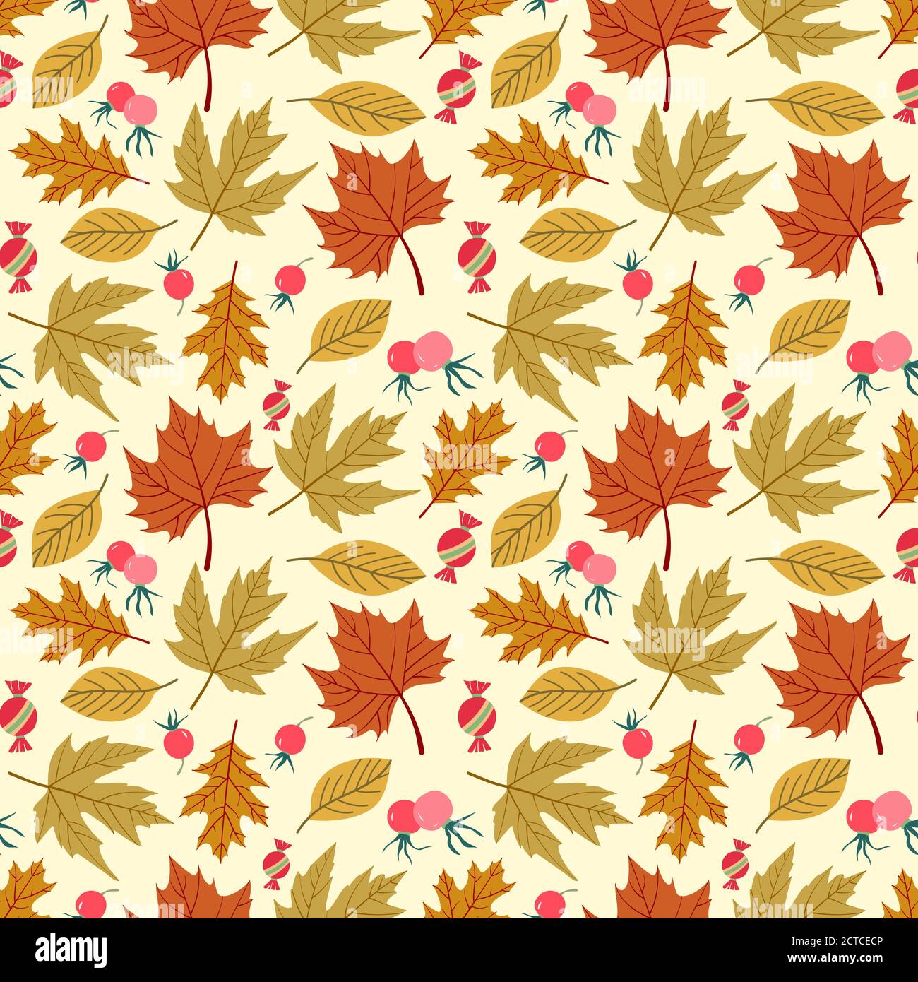 Seamless forest pattern with acorns and autumn leaves. Fall background ...