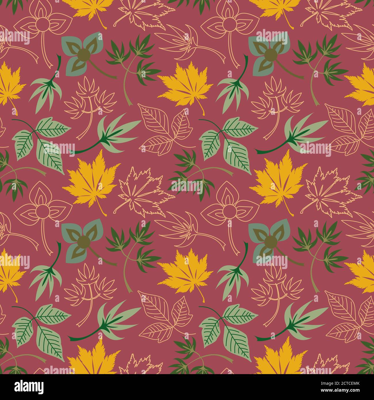 Seamless pattern with autumn maple leaves. Vector illustration Stock ...