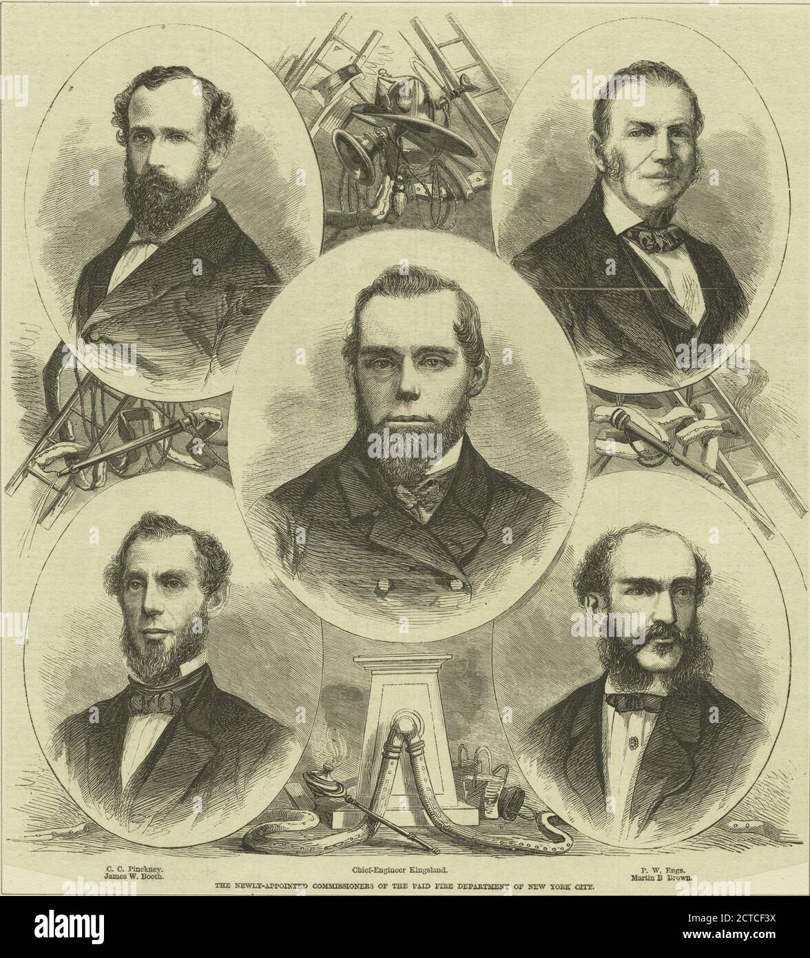 The newly-appointed commissioners of the paid fire department of New York City, still image, Prints, 1861 - 1880 Stock Photo