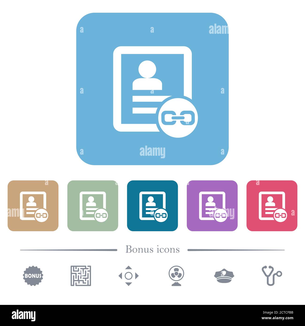 Link contact white flat icons on color rounded square backgrounds. 6 ...