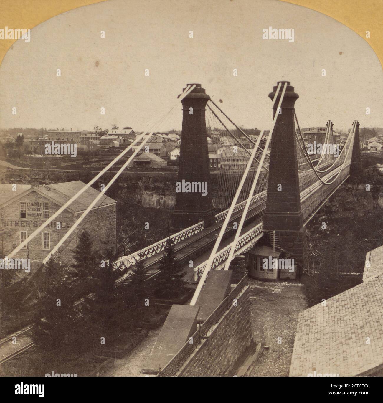 Suspension Bridge., Kilburn, B. W. (Benjamin West) (1827-1909), Kilburn Brothers, New York (State), Niagara Falls (N.Y. and Ont.), Niagara Falls Stock Photo