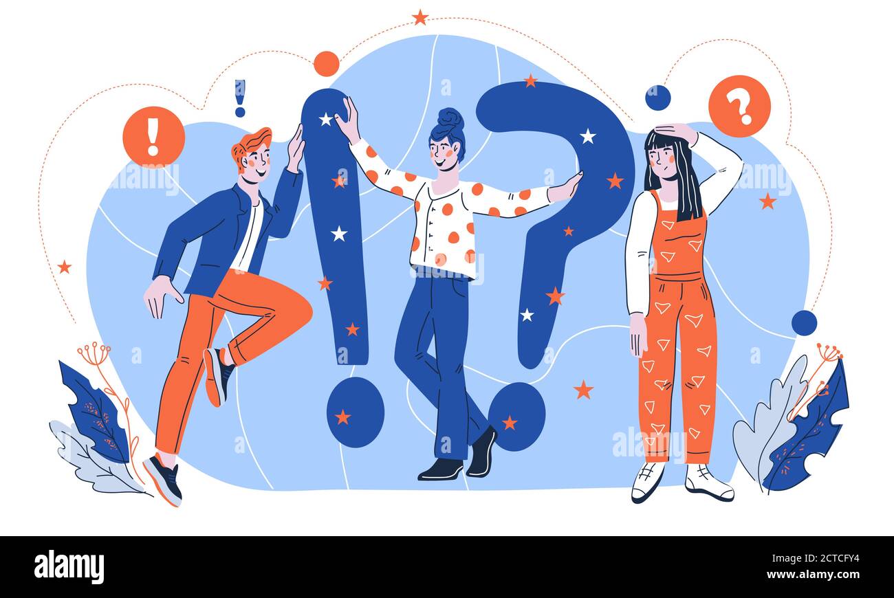 Quiz concept illustration of people asking questions and having answers,  flat cartoon vector Stock Vector Image & Art - Alamy