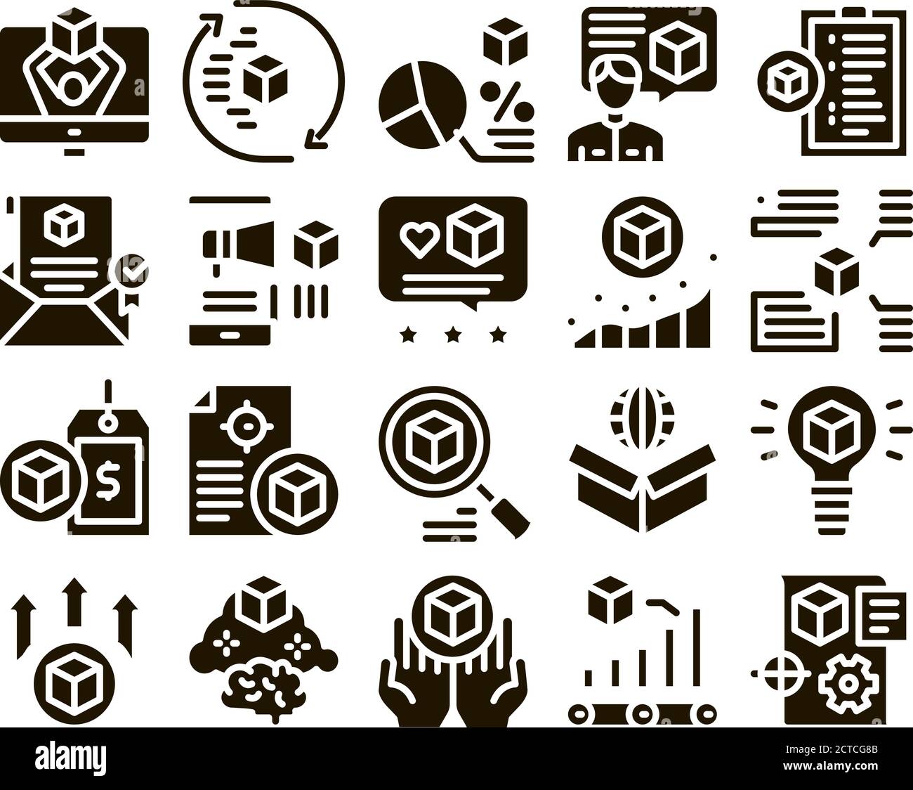 Product Manager Work Glyph Set Vector Stock Vector