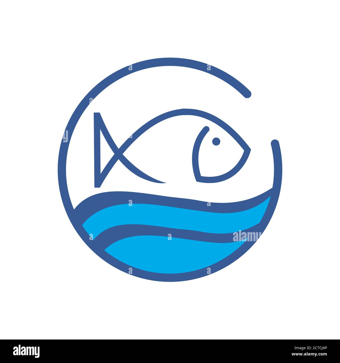 Fish icon and water in trendy design style illustration EPS10 isolated ...