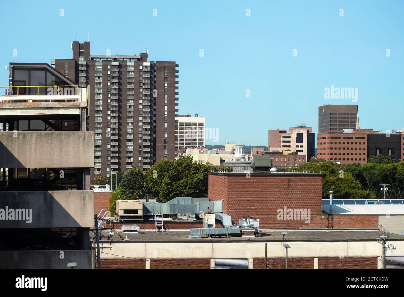 View of Syracuse, New York looking northeast on a clear early autumn day Stock Photo