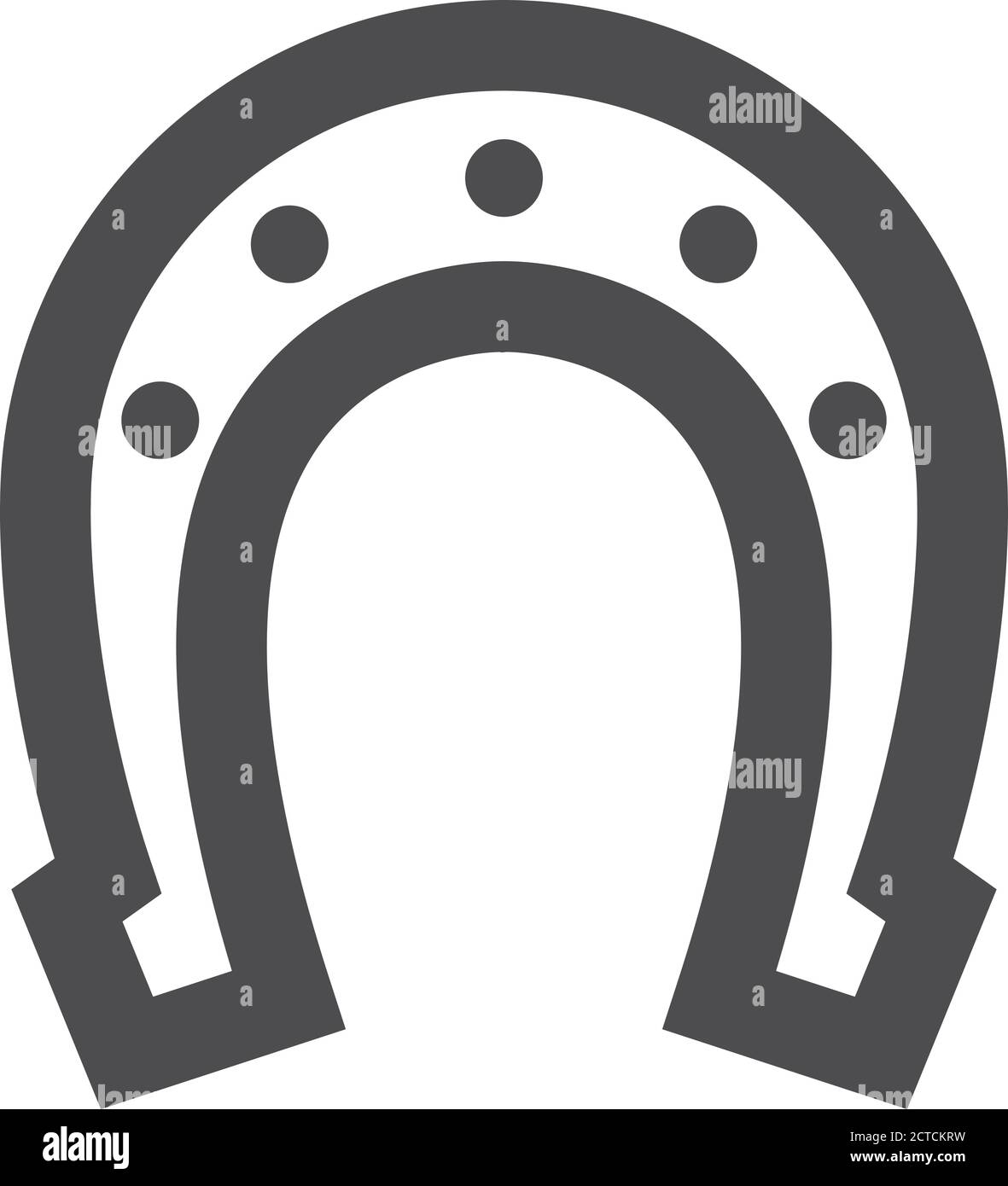 Horse shoe icon in thick outline style. Black and white monochrome
