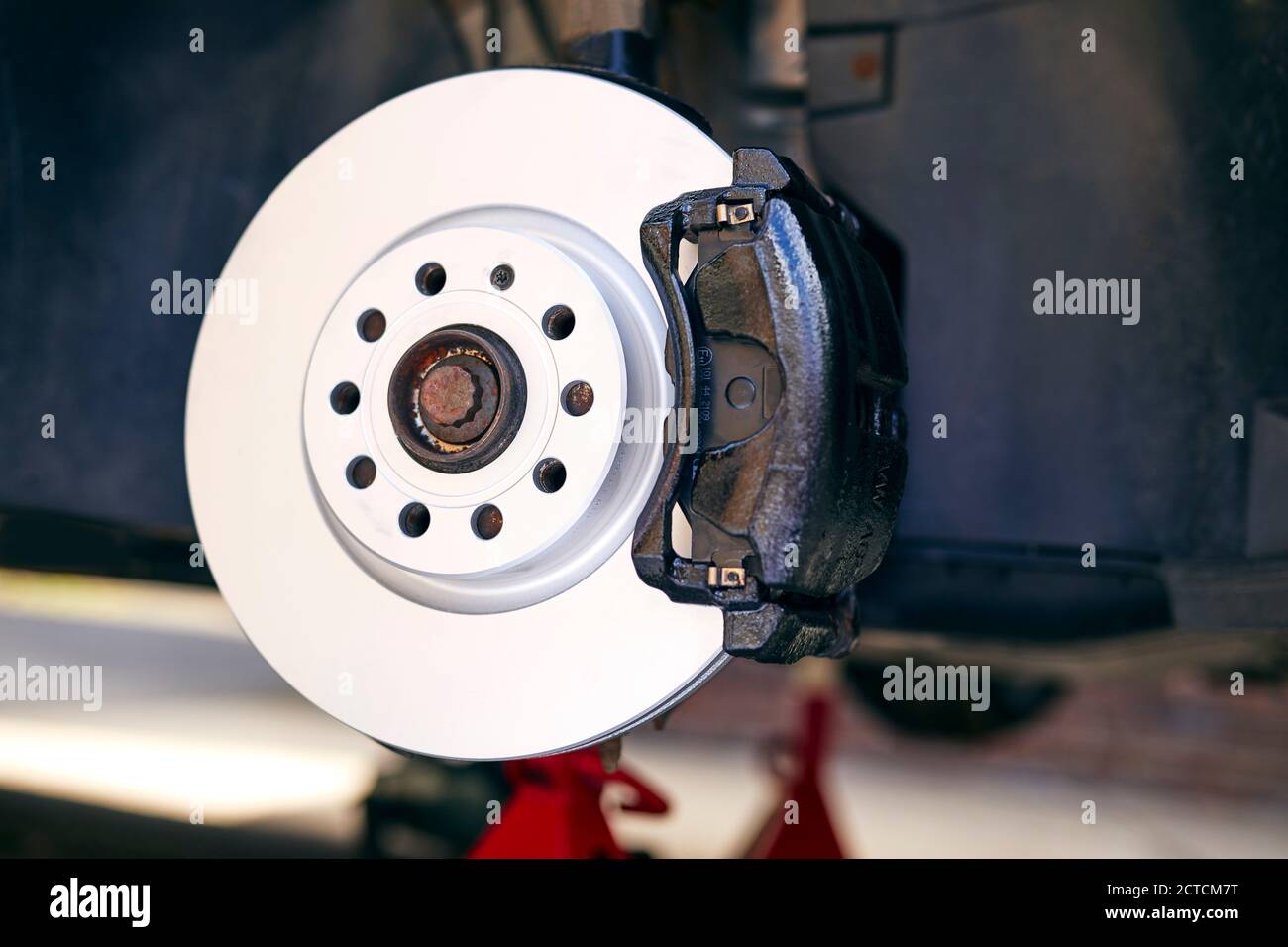 New set of brake discs fitted to vehicle Stock Photo Alamy