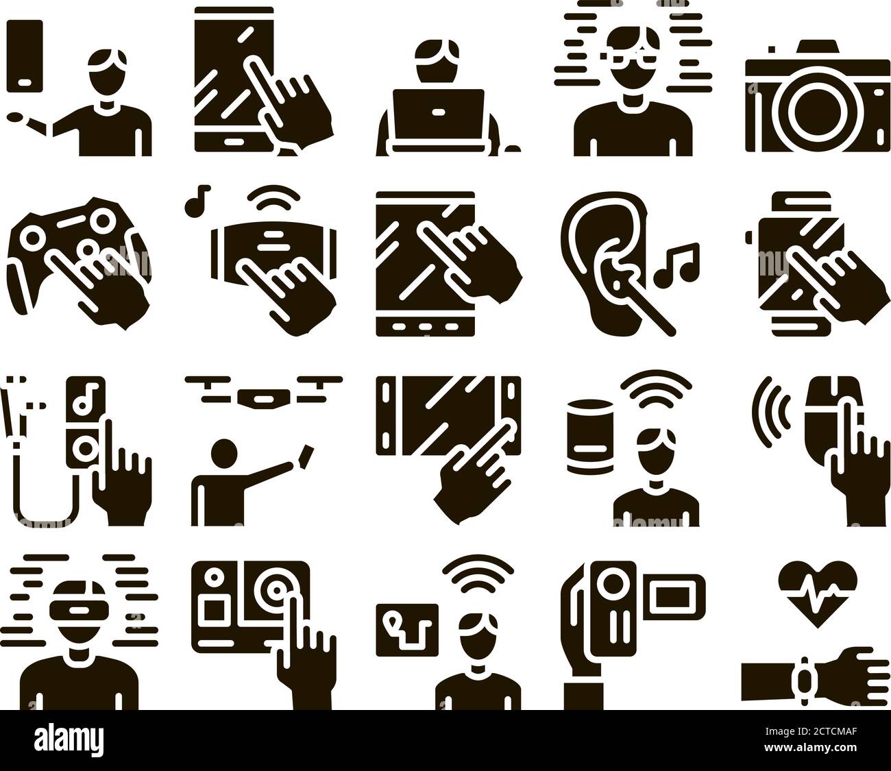 Gadget And Device Glyph Set Vector Stock Vector