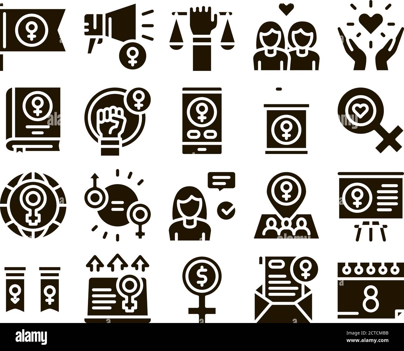 Feminism Woman Power Glyph Set Vector Stock Vector Image & Art - Alamy