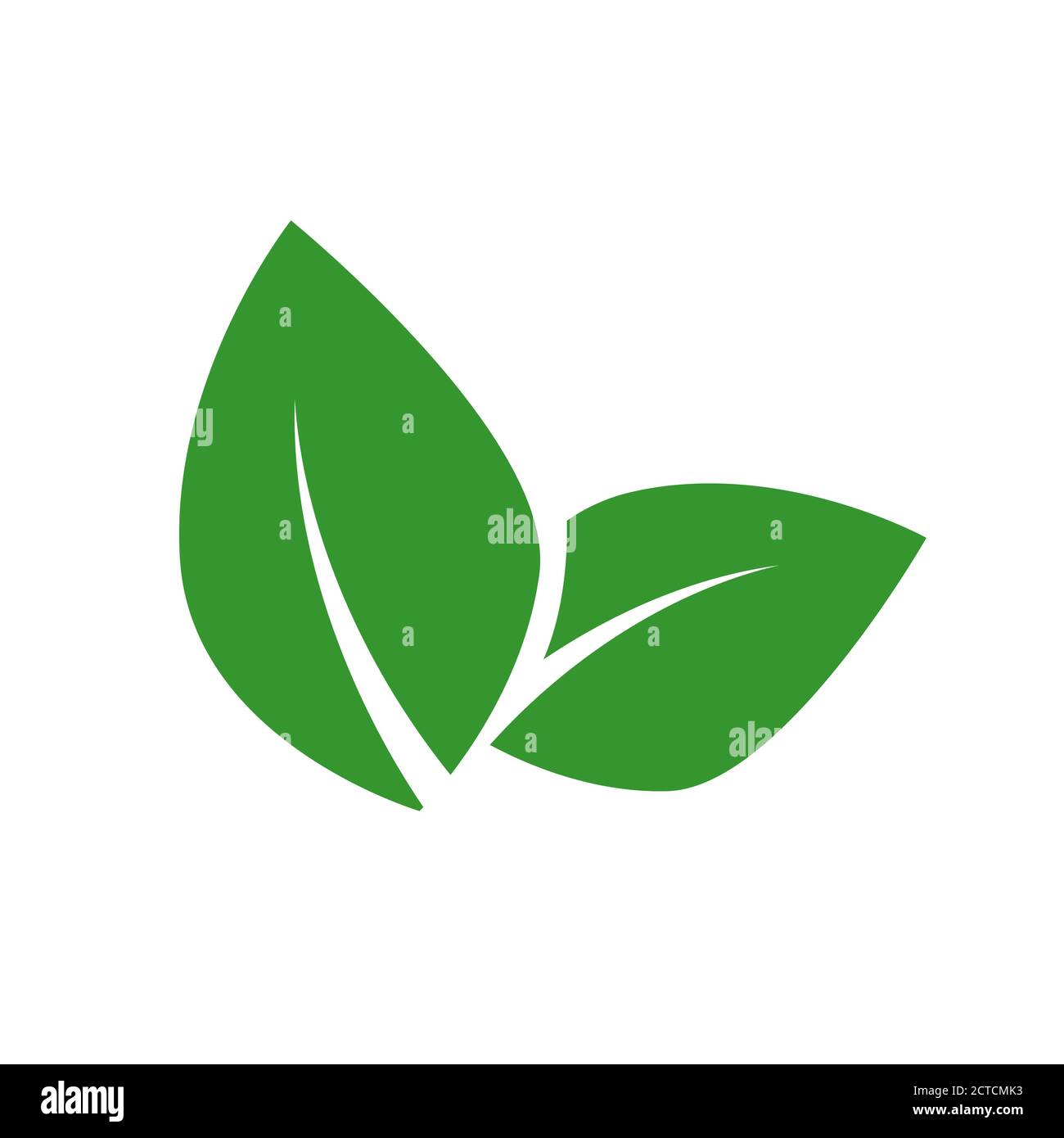 Vegan food vector label concept. Green leaf isolated on white bacground ...