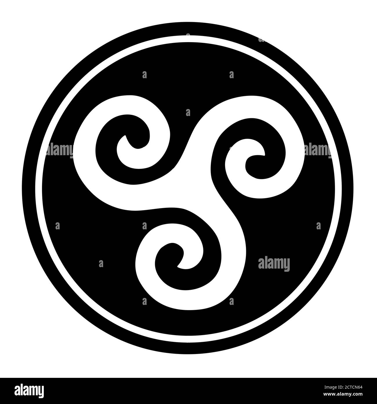 Triskelion symbol icon in a black circle Stock Photo