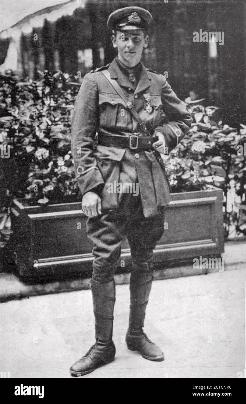 REGINALD (REX) WARNEFORD (1891-1915) Indian-born British aviator wearing the VC awarded for shooting down a Zeppelin in WW1. Stock Photo
