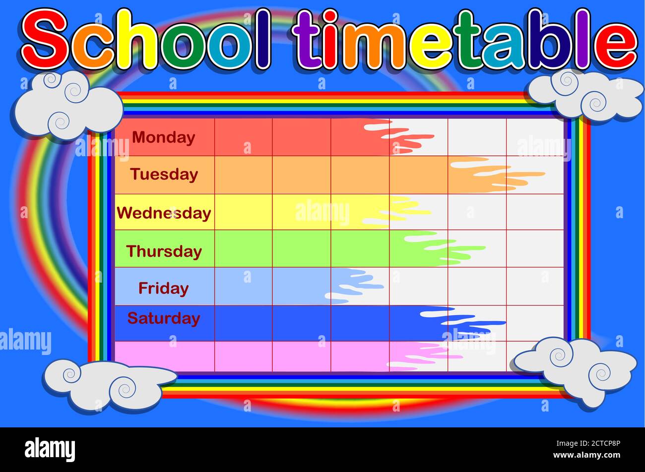 Template school timetable for students Stock Vector Image & Art Alamy