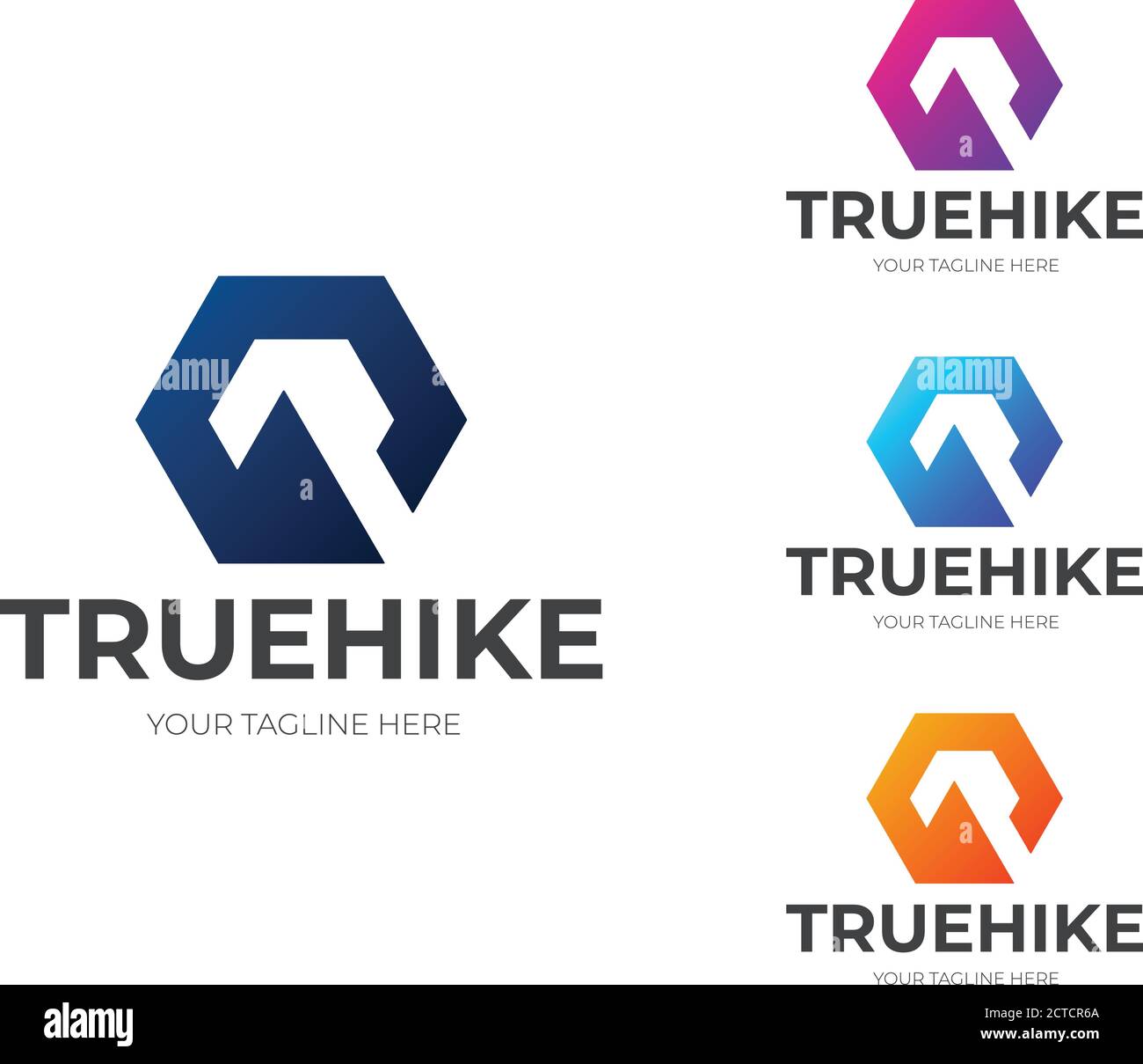 Creative Hexagon Logo With Mountain Shape Inside Stock Vector
