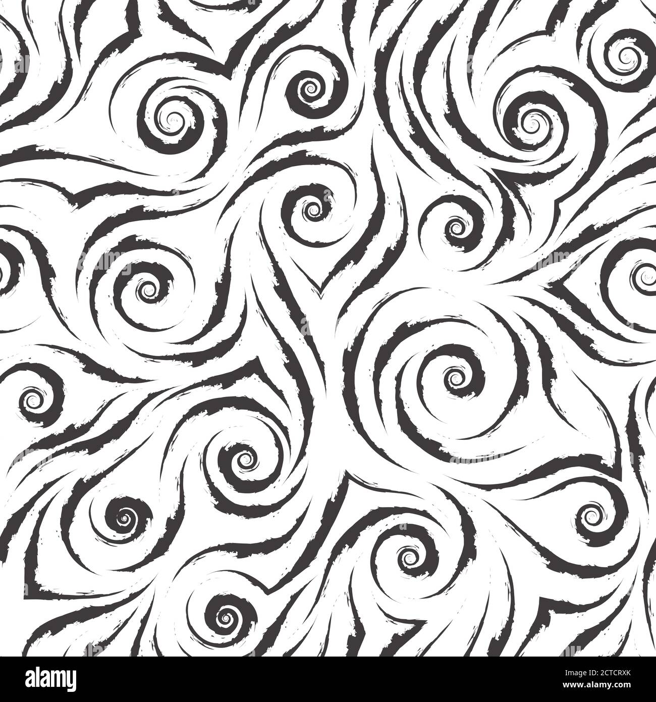 Stock black and white vector seamless pattern. Water waves or splashes ...
