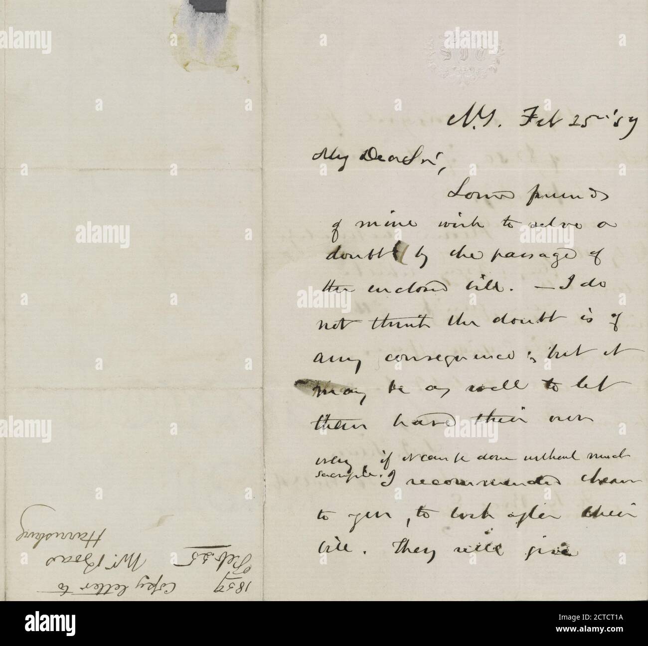 Boas, H.K., text, Correspondence, 1859 Stock Photo