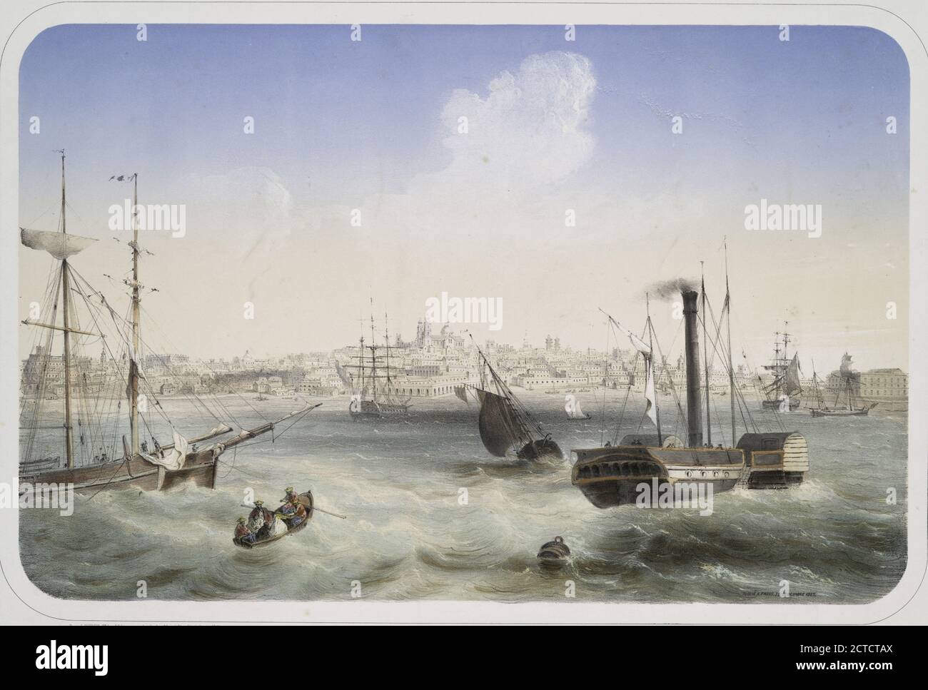 Montevideo vue prise du port = Montevideo vista tomada del puerto., still  image, Prints, 1859, Berthet, H., Tirpenne, Jean Louis (b. 1801 Stock Photo  - Alamy