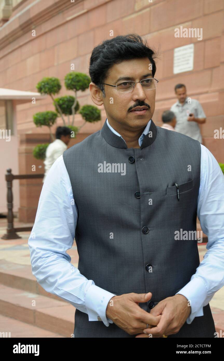 Colonel Rajyavardhan Singh Rathore, a politician and MP from Bhartiya Janta Party (BJP). He is an Olympic medallist and retired Indian Army officer. R Stock Photo