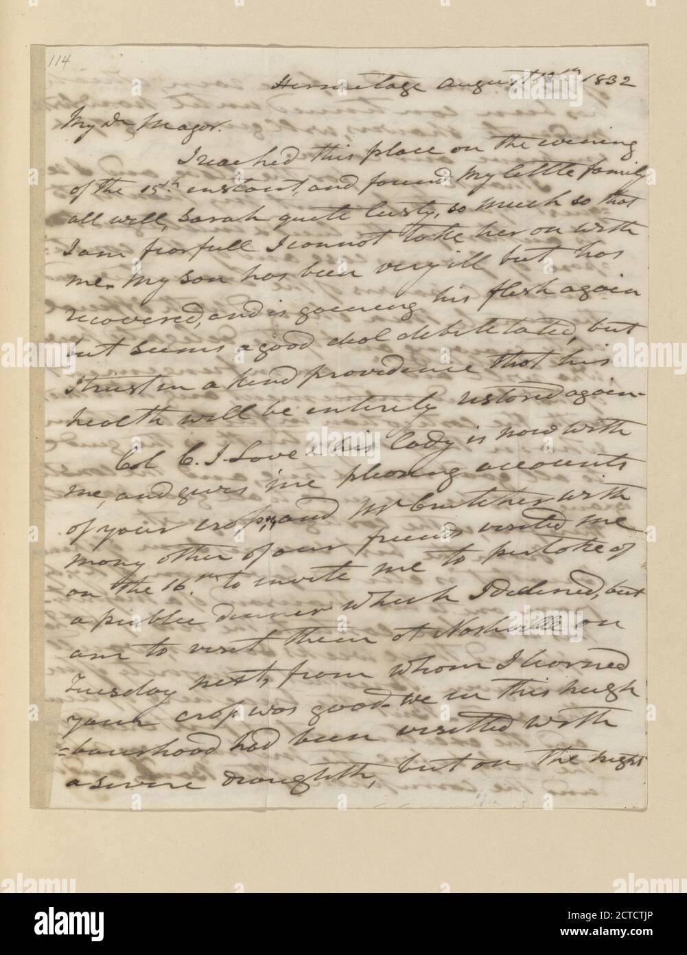 Andrew Jackson to William B. Lewis, text, Correspondence, 1832, Jackson, Andrew, 1767-1845 Stock Photo