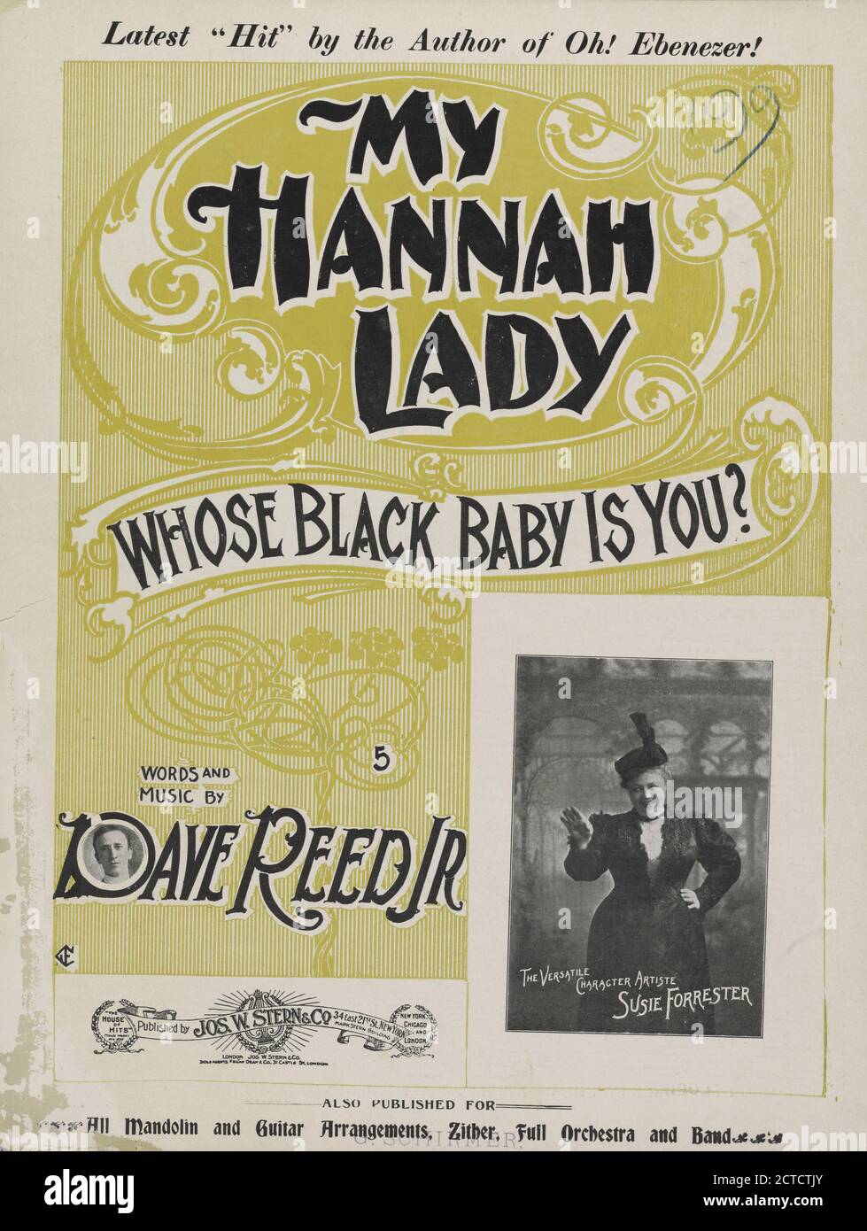 My Hannah lady, whose black baby is you, notated music, Scores, 1899 - 1899, Reed, David (1872-1946), Shaw, Alma, Reed, David (1872-1946 Stock Photo
