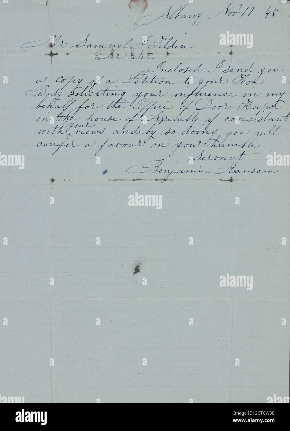 Ransom, Benjamin, text, Correspondence, 1845 Stock Photo