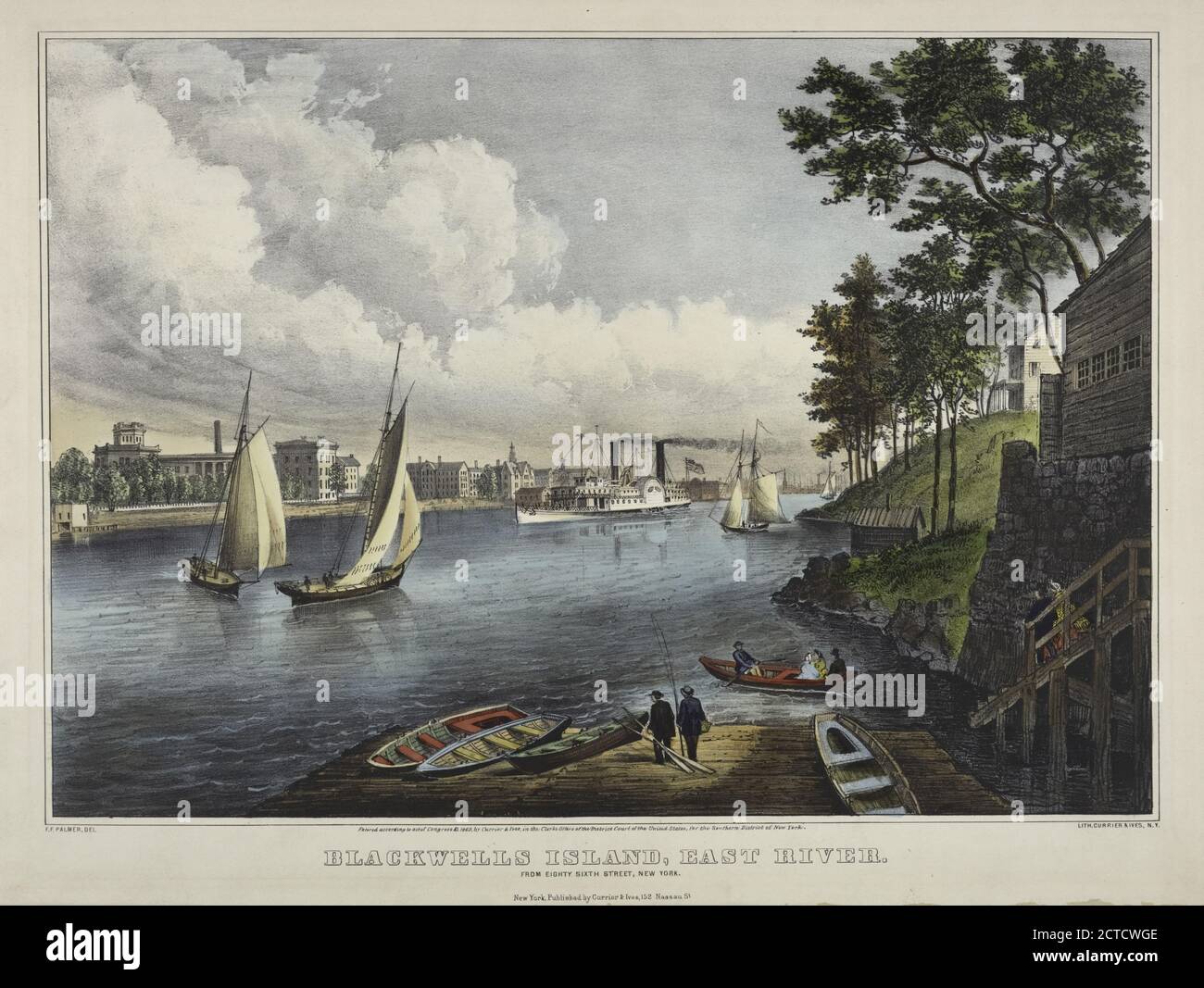 Blackwells Island, East River. From Eighty Sixth Street, New York ...
