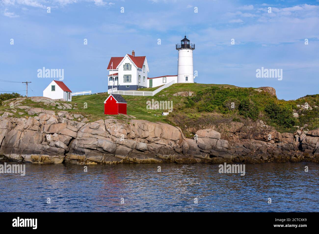 Cape Neddick Light, Nubble Island, Cape Neddick, York, Maine, USA Stock