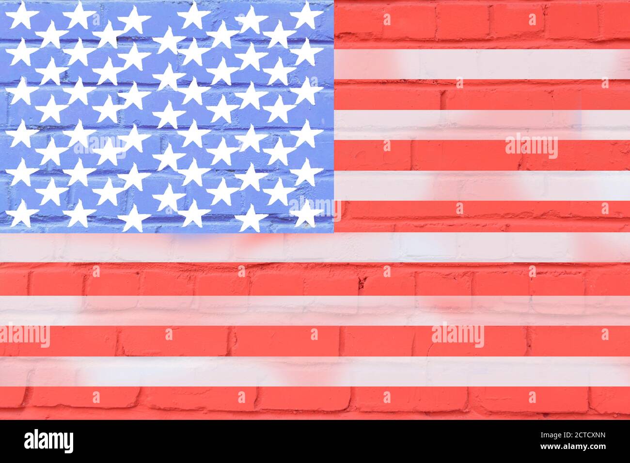 united states of america flag painted on old brick wall texture ...
