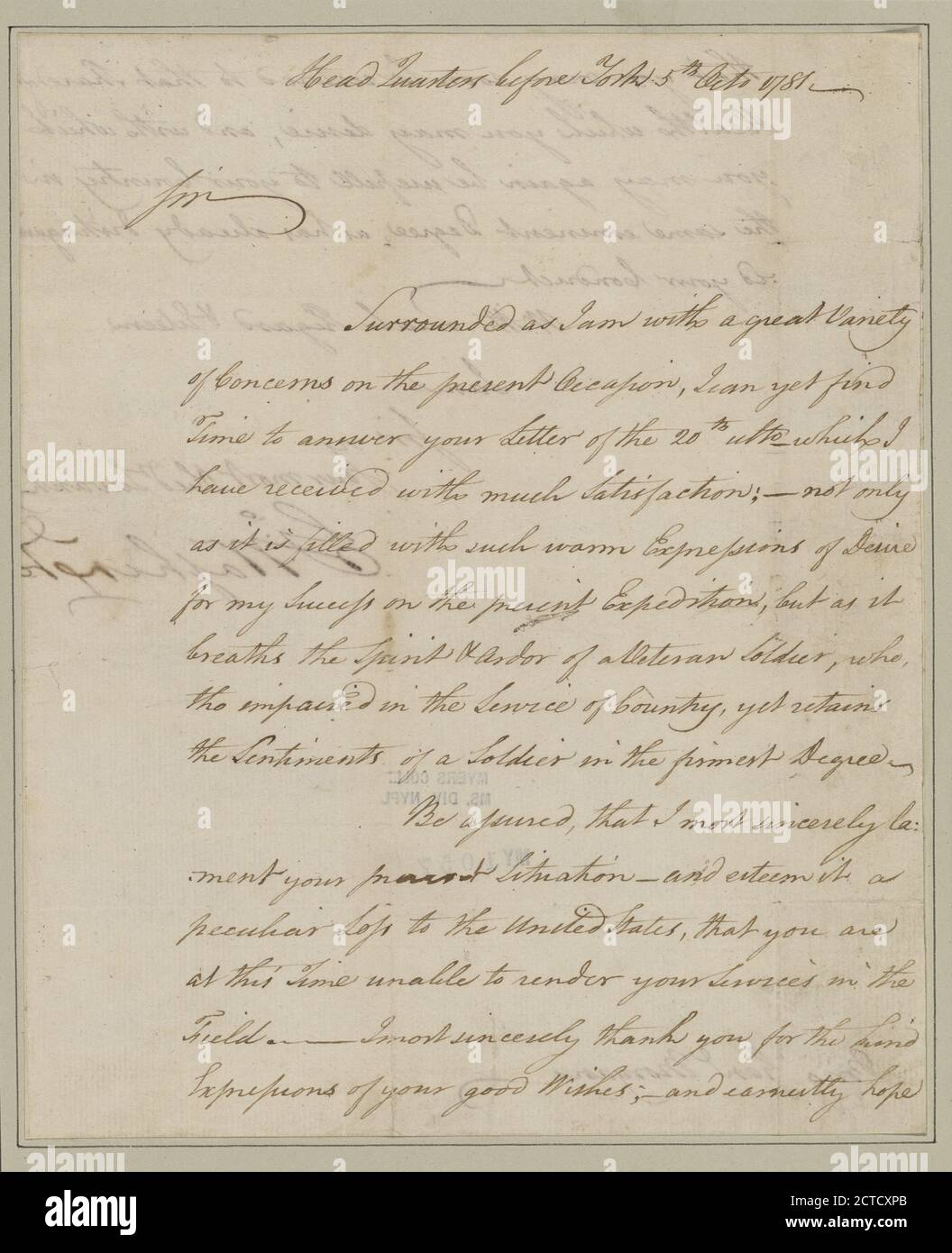 Washington, George. Headquarters at York. To General Morgan, text, Documents, 1781 Stock Photo