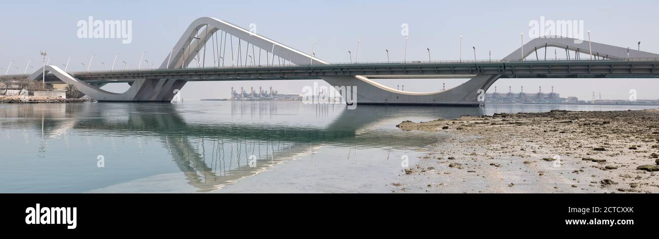 A day shot of the Sheikh Zayed Bridge, Abu Dhabi completed in 2010. Stock Photo