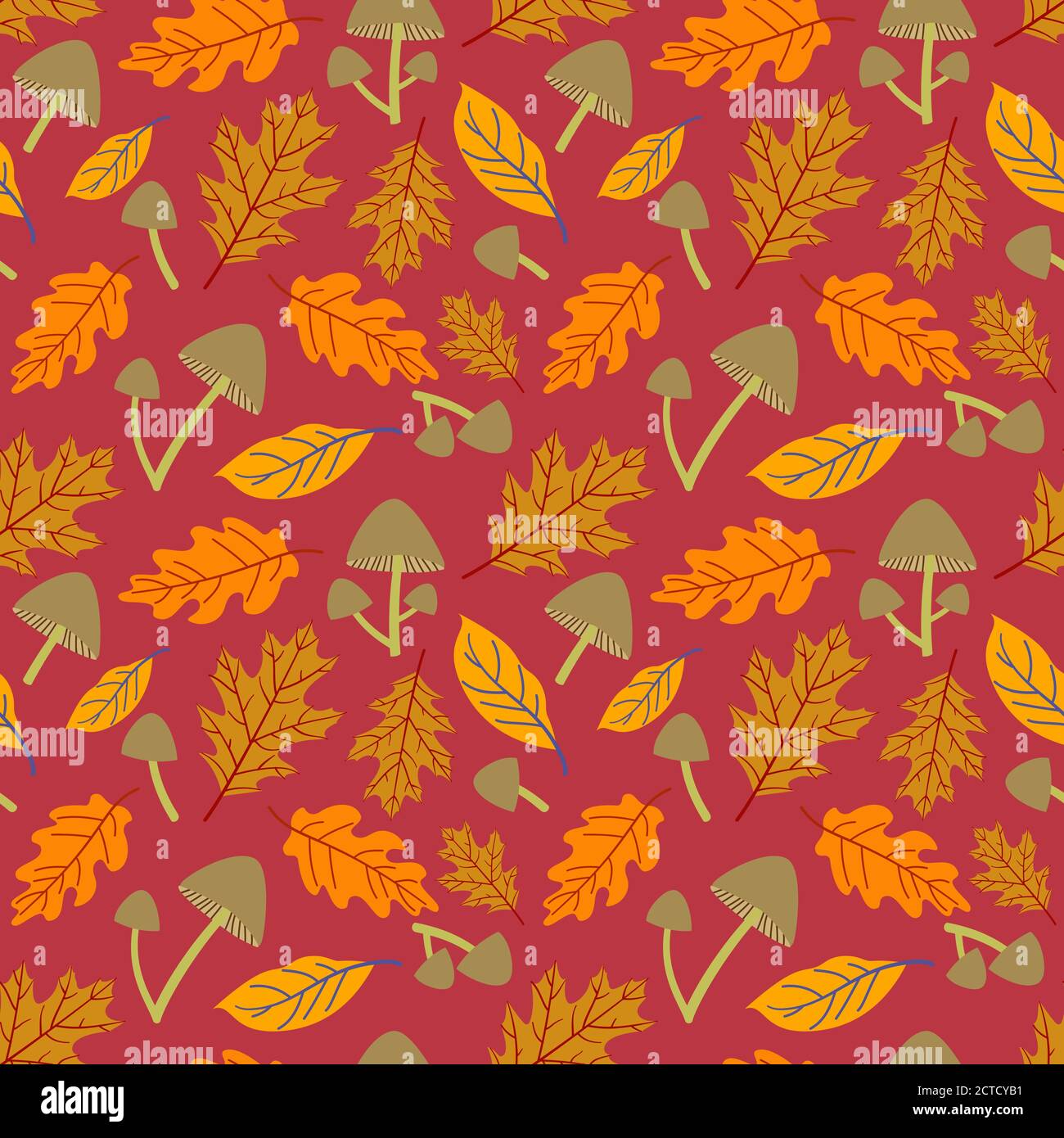 Seamless forest pattern with acorns and autumn leaves. Fall background ...