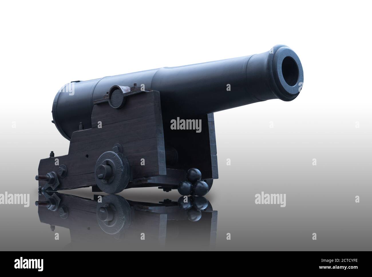 Antique artillery gun on a white background Stock Photo