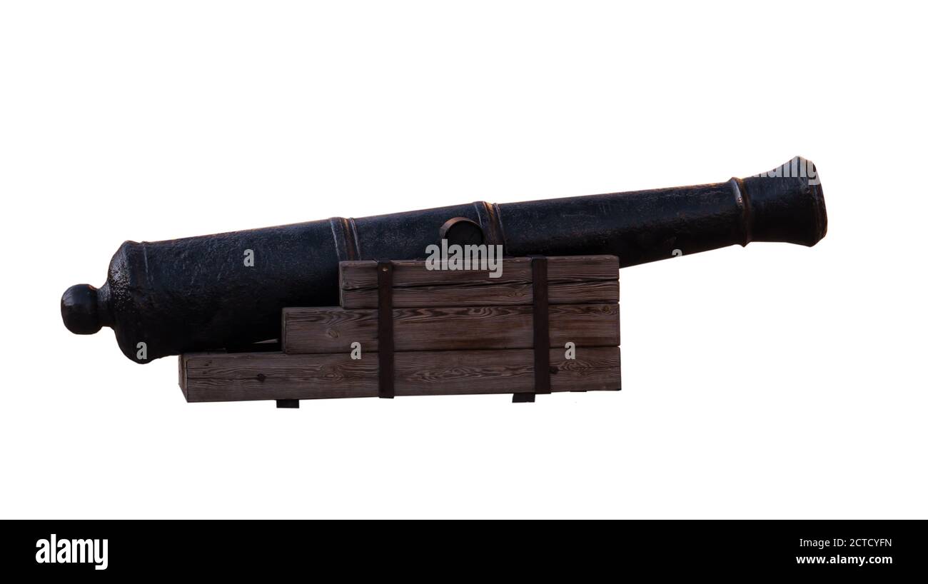Antique artillery gun on a white background Stock Photo - Alamy