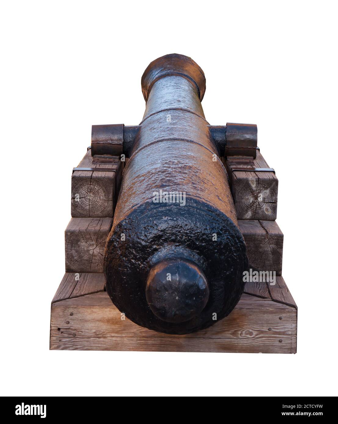 Antique artillery gun on a white background Stock Photo