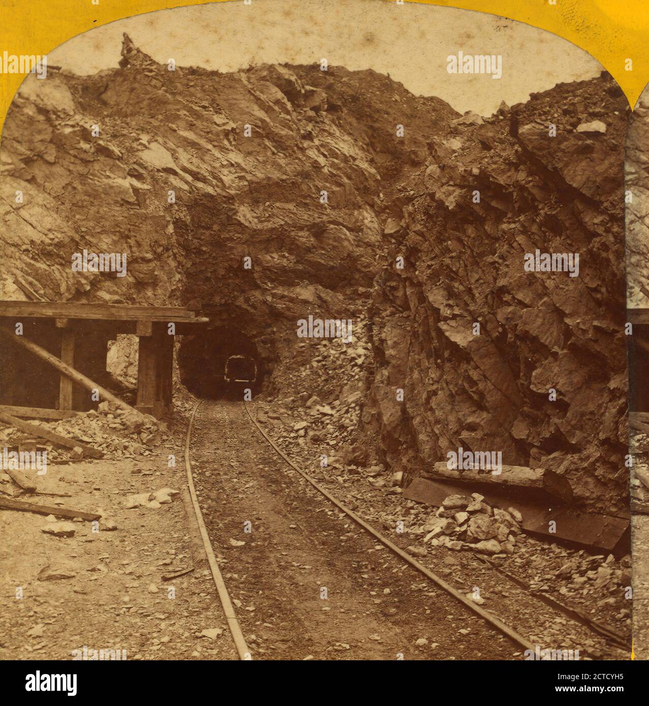 The Tunnel in the Jackson Iron Mine., 1867, Tunnels, Mine railroads, Michigan Stock Photo