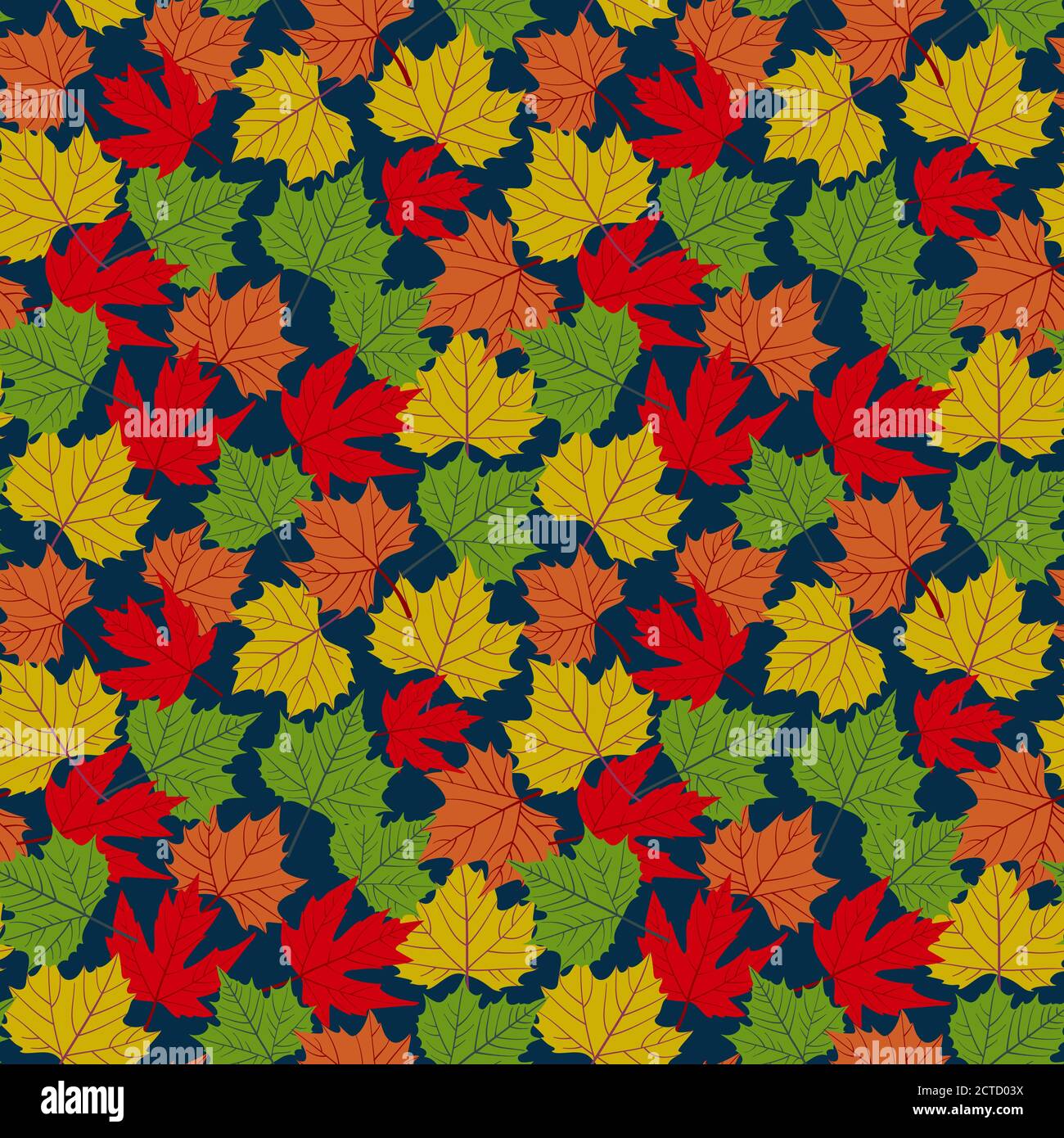 Falling autumn leaves seamless pattern. Vector illustration background Stock Vector