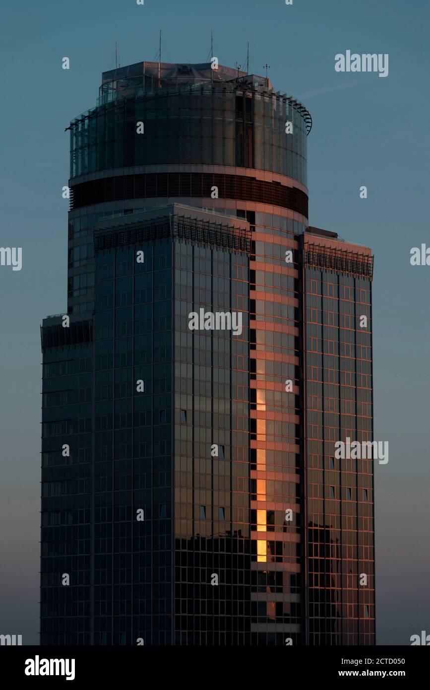 The Spektrum Tower Warsaw, Poland at sunset. Stock Photo