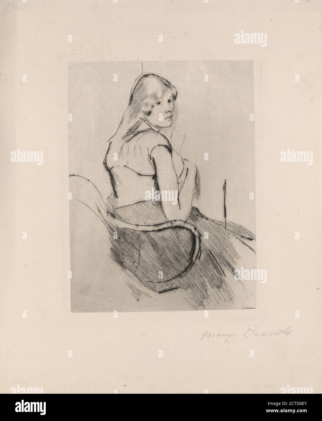 En deshabillé, still image, Prints, 1889, Cassatt, Mary, 1844-1926 Stock Photo
