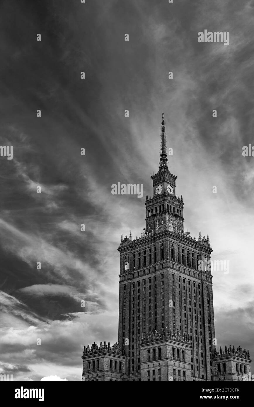 Exterior view of the Palace of Culture and Science building Warsaw, Poland was built in 1955. Stock Photo