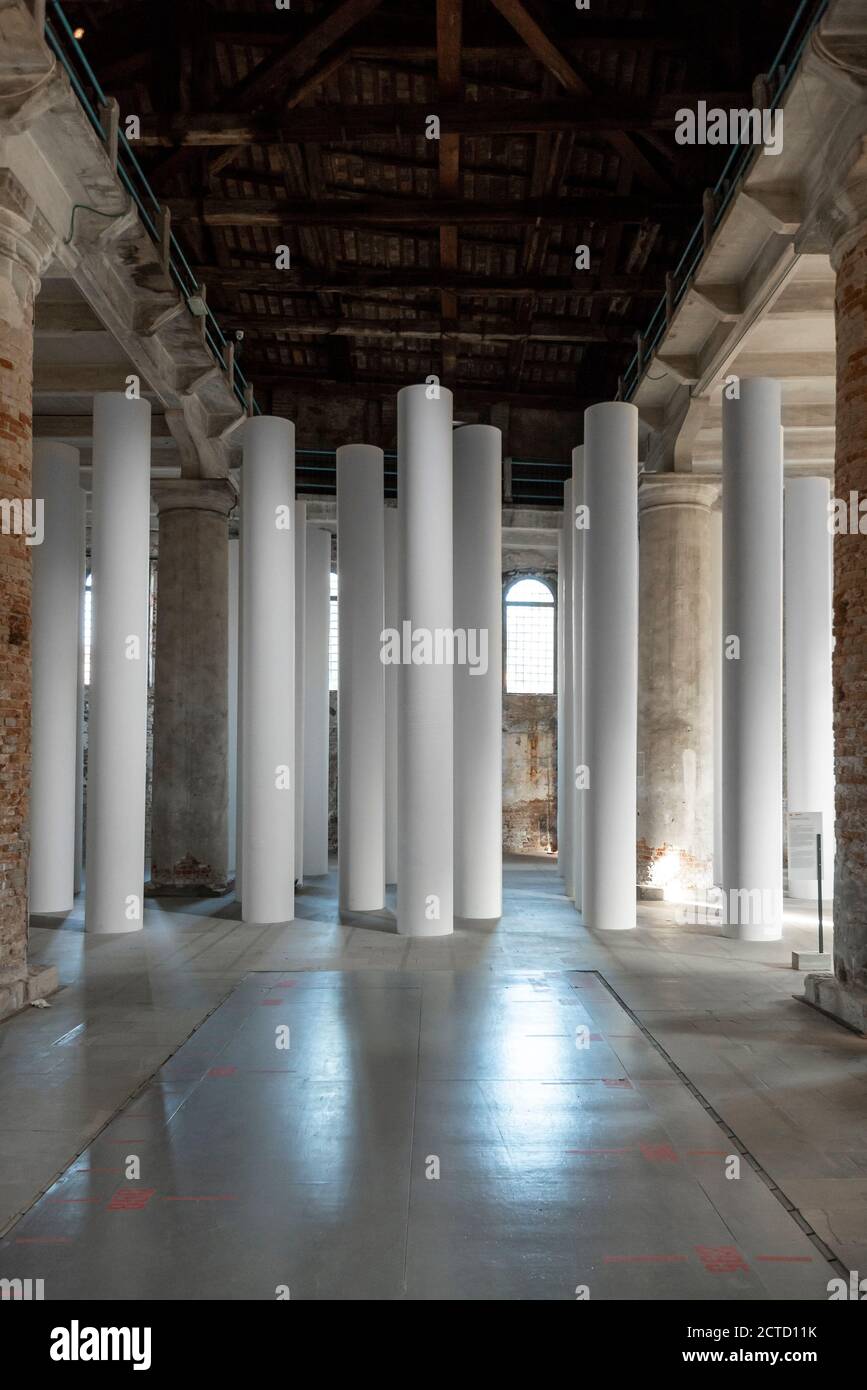 2018 Venice Architecture Biennale curated by Yvonne Farrell and Shelley McNamara. Experience of Space by Valerio Olgiati. Stock Photo